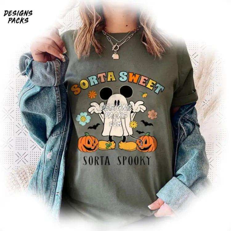 Mickey Sorta Sweet Spooky Halloween Cartoon Png Design