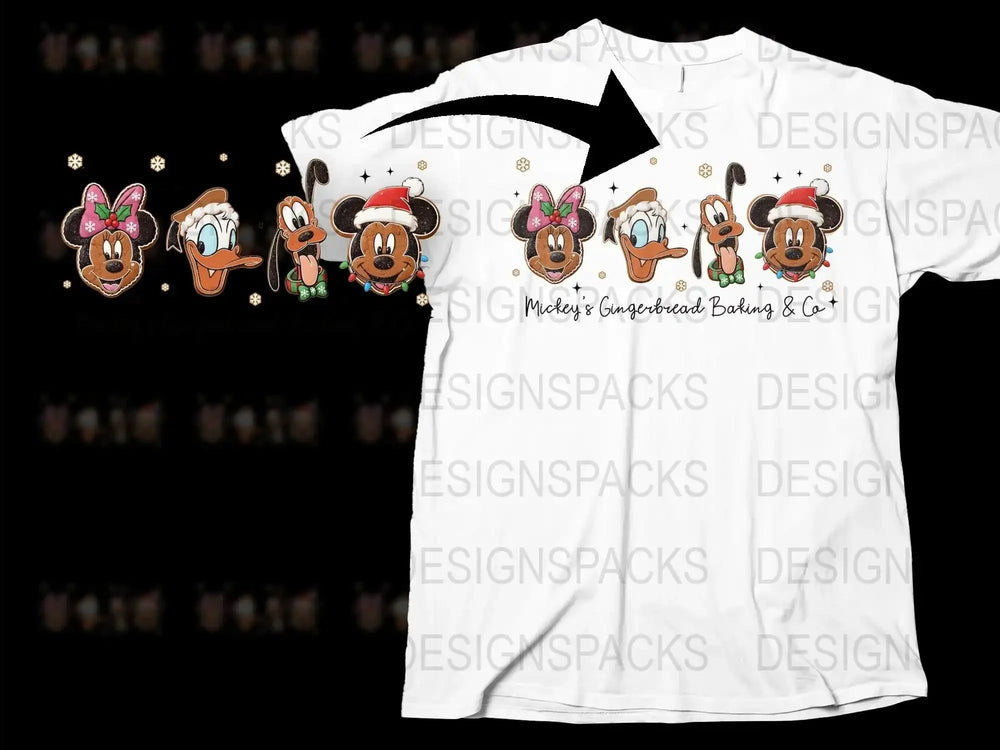 Disney Christmas T-Shirt, Mickey's Gingerbread Baking, Holiday Family Matching Tees, Cute Cartoon Character Shirt for Kids and Adults