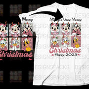 Merry Christmas Party 2023 Minnie Mouse T-Shirt, Festive Holiday Tee, Colorful Cartoon Character Apparel, Kids and Adults Sizes Available