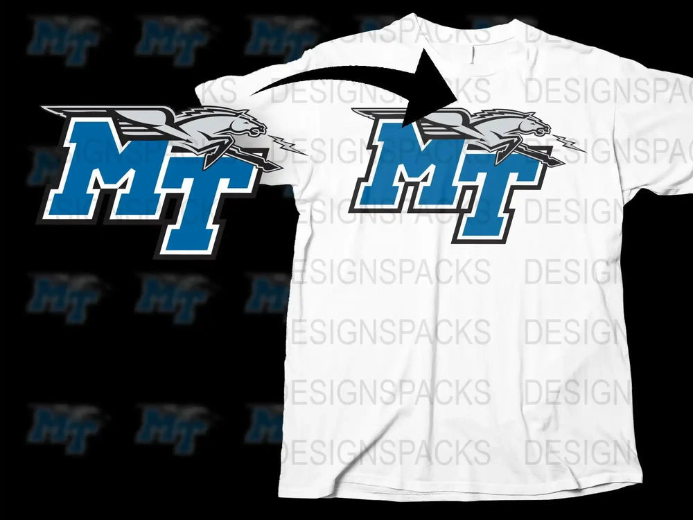 Middle Tennessee Blue Raiders College Football Png Digital Download