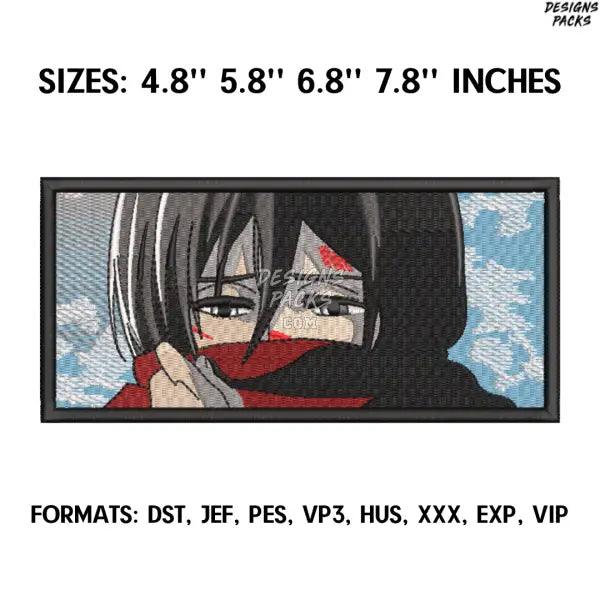Mikasa Embroidery Design File / Attack on Titan Anime Embroidery Design/ Mikasa Akkerman Titan anime embroidery design