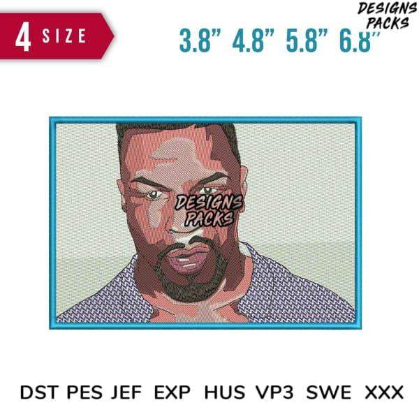 Embroidery design of a man's face in 4 sizes, compatible with DST PES JEF formats for instant download