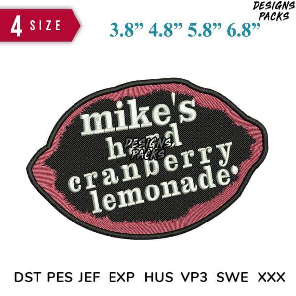 Mike's Hard Cranberry Lemonade embroidered patch design in 4 sizes, compatible with DST, PES, JEF formats