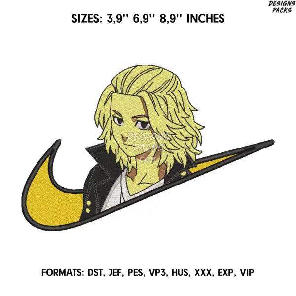 Mikey Embroidery Design File/ Tokyo Revengers Anime Embroidery Design/ Machine  Design Pes Dst. Nike Manjiro embroidery