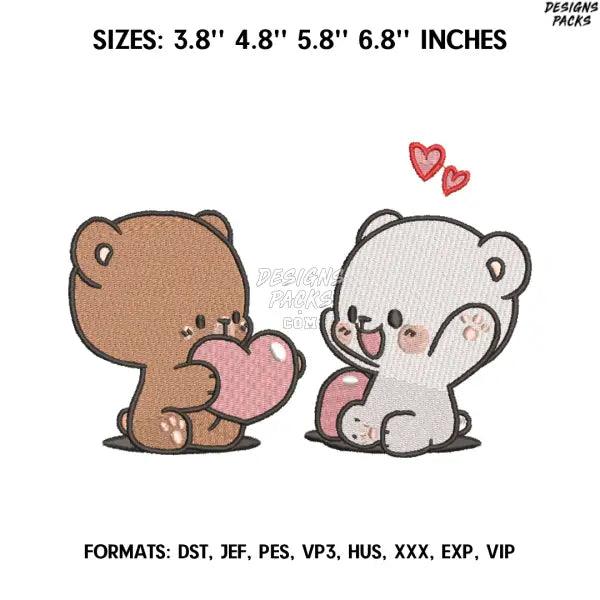 Milk Mocca Bear Embroidery Design File, Milk Mocca Bear Embroidery Design,.