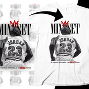 Jordan 23 mindset t-shirt design with crown graphic and motivational text