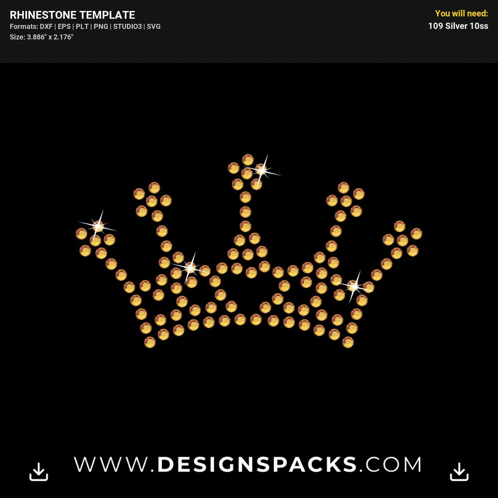 Mini Crown Heart Princess Rhinestone Digital Template