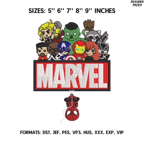 Mini Marvel Embroidery Design File, Marvel Embroidery Design, Machine embroidery design, Avengers Embroidery Design