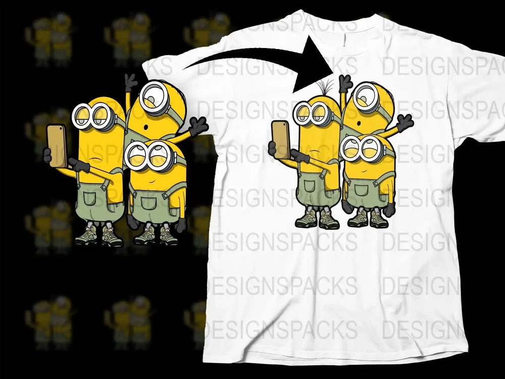 Minions Taking a Selfie Fun Graphic Design Png Digital Download