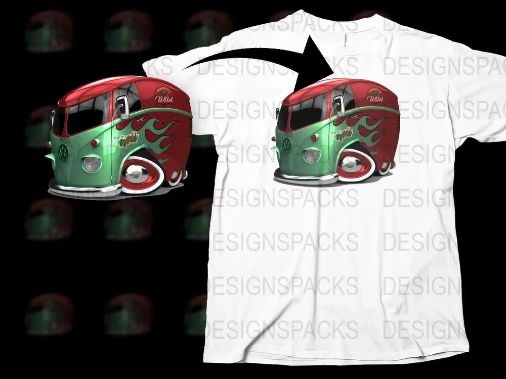 Minnesota Wild Green and Red Van Graphic Png Digital Download