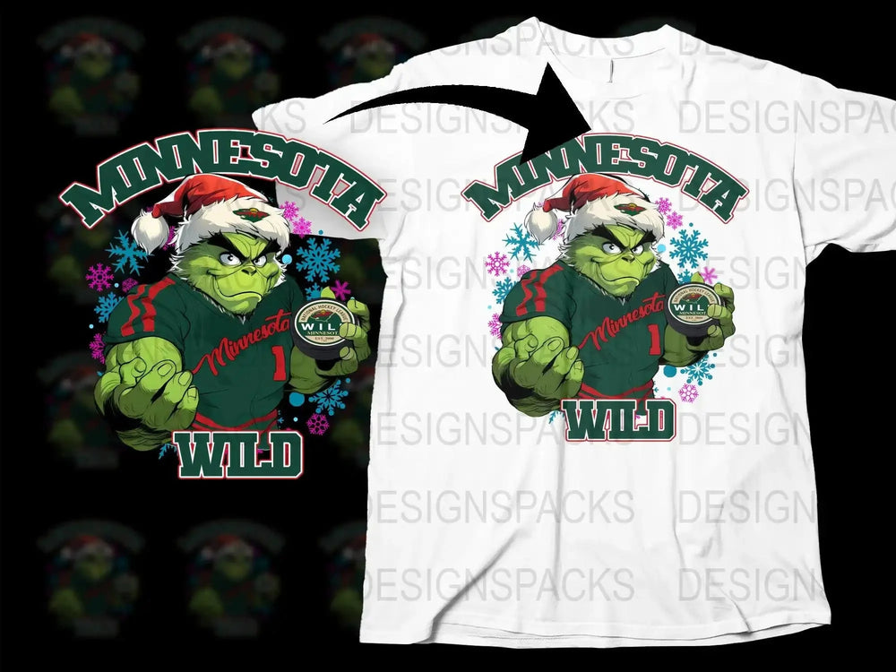 Minnesota Wild Grinch Holding Puck Christmas Png Digital Download
