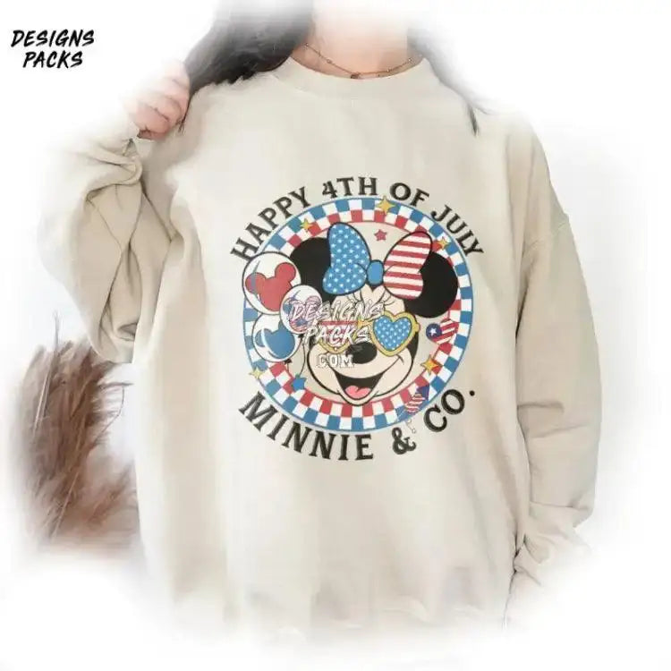 Minnie And Co Happy 4Th Of July Fourth Cartoon Png Design