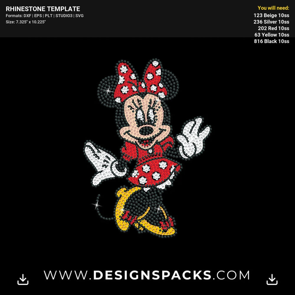 Minnie Complete Silhouette Htv Rhinestone Digital Template