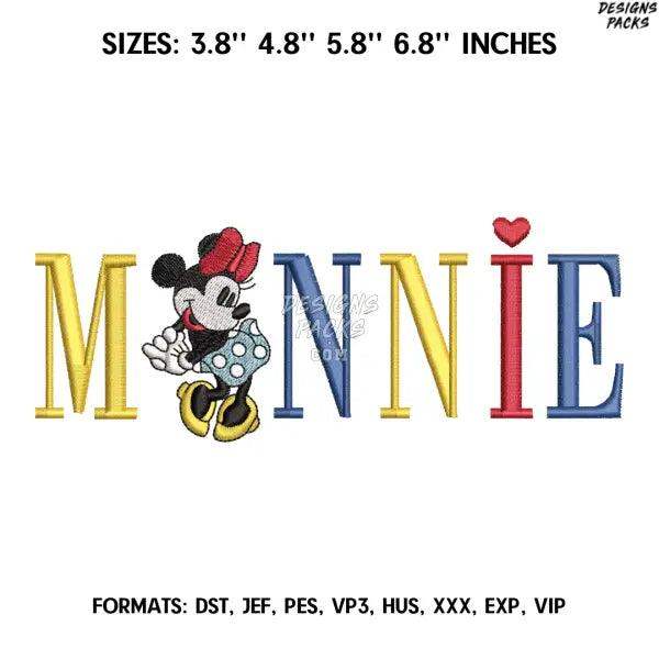 Minnie Embroidery Design File, Mickey and Minnie Embroidery Design,.