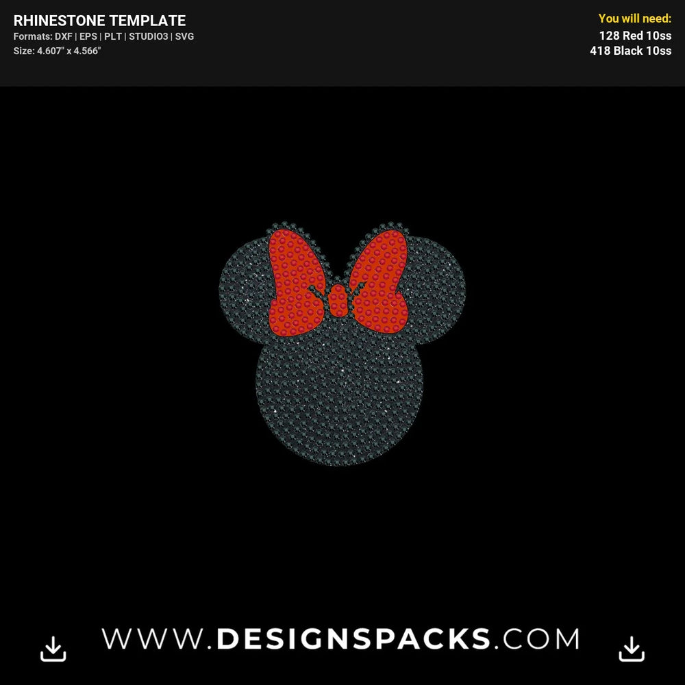 Minnie Face Htv Rhinestone Digital Template