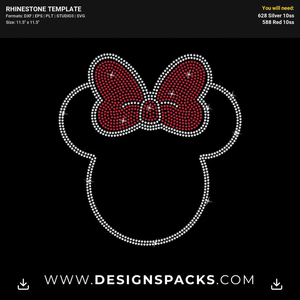 Minnie Face Outline File Rhinestone Digital Template