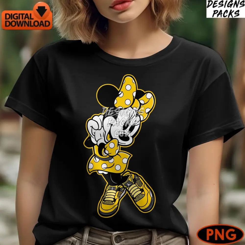 Minnie Mouse Digital Print Yellow Shoes And Polka Dots Classic Cartoon Instant Download