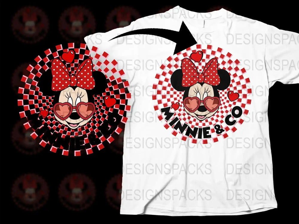 Minnie Mouse & Hearts Graphic Valentine Png Digital Download