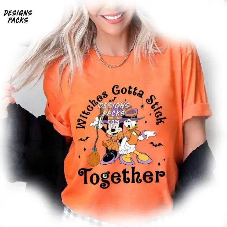 Minnie Witch Witches Gotta Stick Together Cartoon Retro And Daisy Halloween Png Design