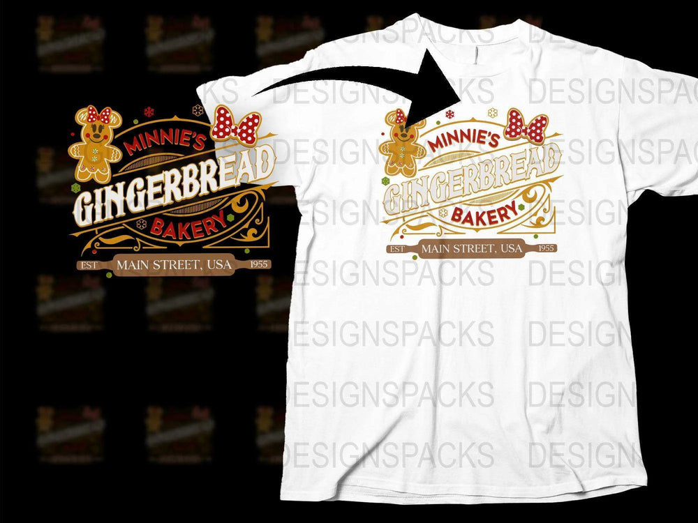 Minnie's Gingerbread Bakery T-Shirt, Cute Disney Inspired Tee, Main Street USA, Holiday Gift