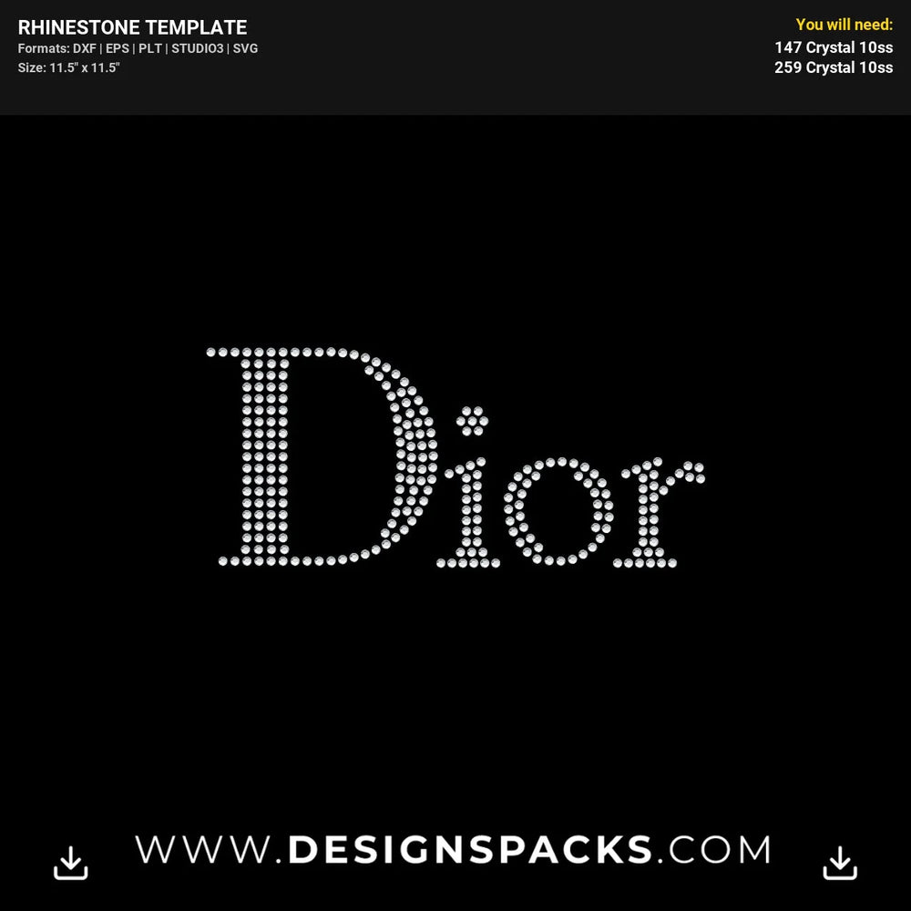 Miss Dior 7Inches Rhinestone Digital Template