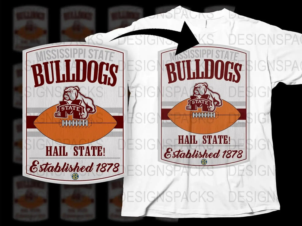 Mississippi State Bulldogs T-Shirt, Hail State Graphic Tee, Established 1878, College Apparel