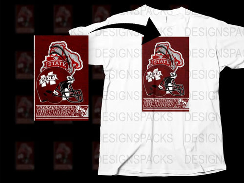 Mississippi State Bulldogs Graphic T-Shirt, College Football Fan Apparel, Red and White Tee