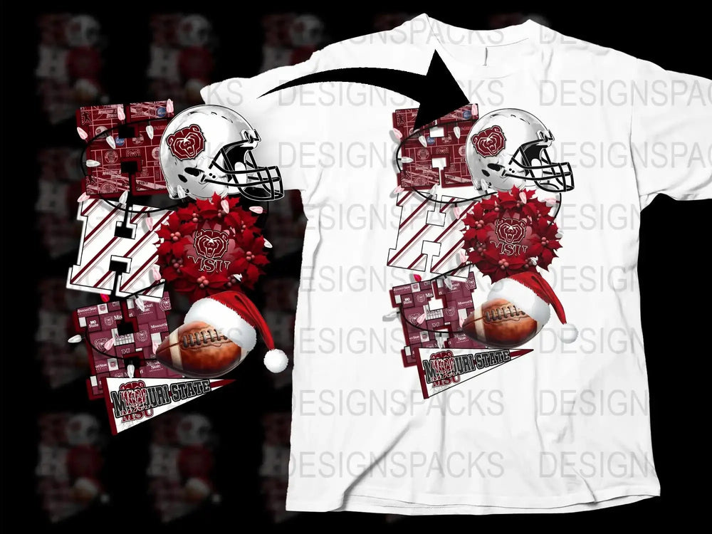Sports Fan T-Shirt Football Helmet Graphic Design Unique Red White Apparel Team Spirit Wear