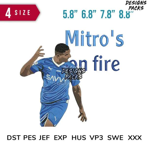 Mitros on fire Embroidery Design 4.8" 5.8" 6.8" 7.8"
