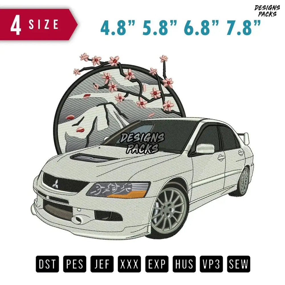 Mitsubishi Car Blossom Embroidery Design