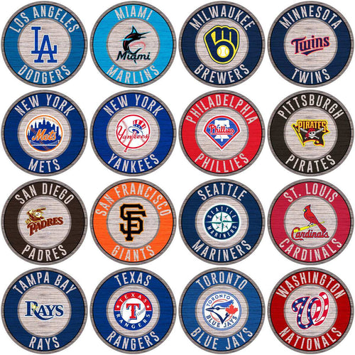 30 Baseball Teams Wood Circle Badges Logo Designs Bundle PNG