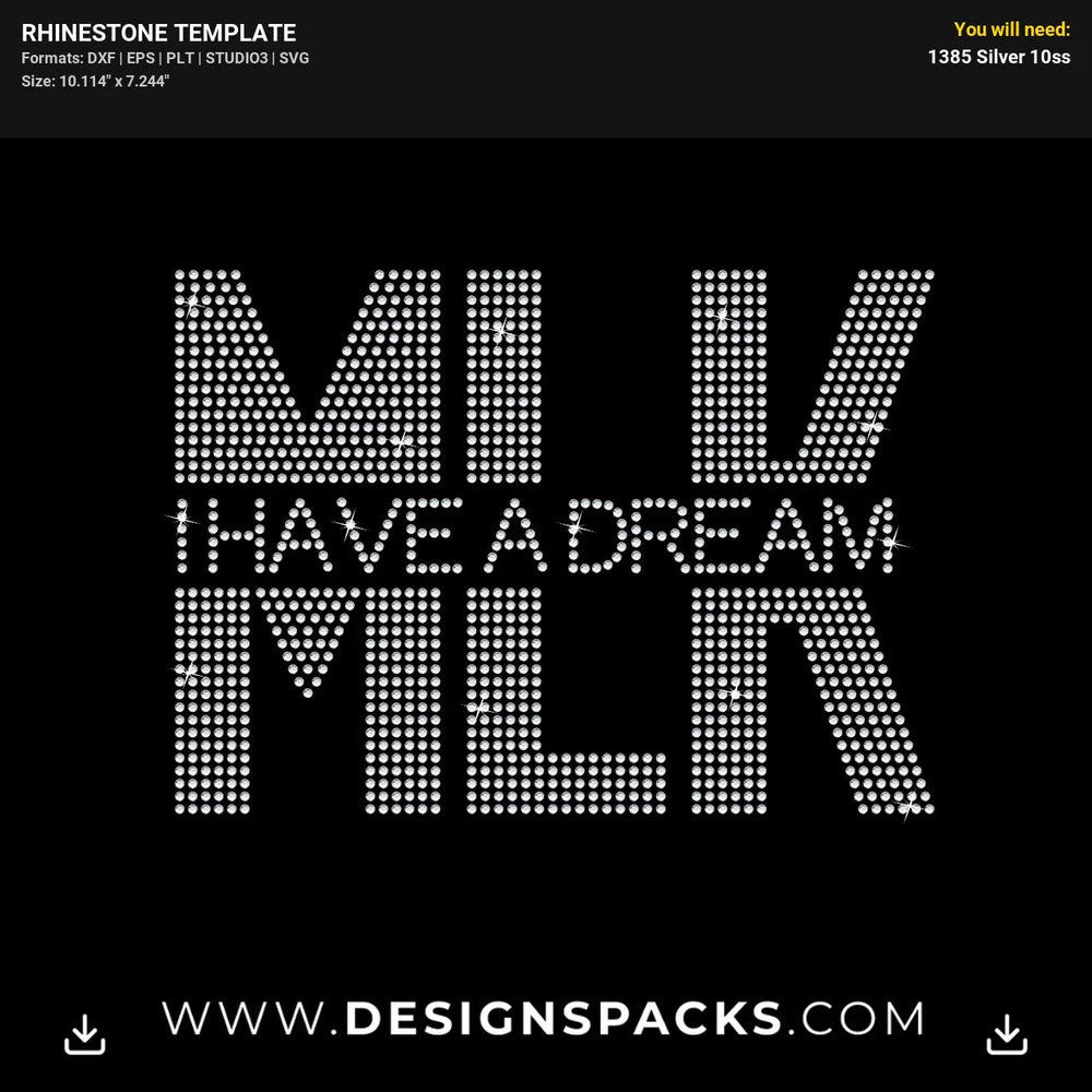 Mlk Have Dream Rhinestone Digital Template