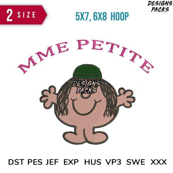 Mme Petite embroidery design for 5x7 & 6x8 hoops, available in DST PES JEF formats