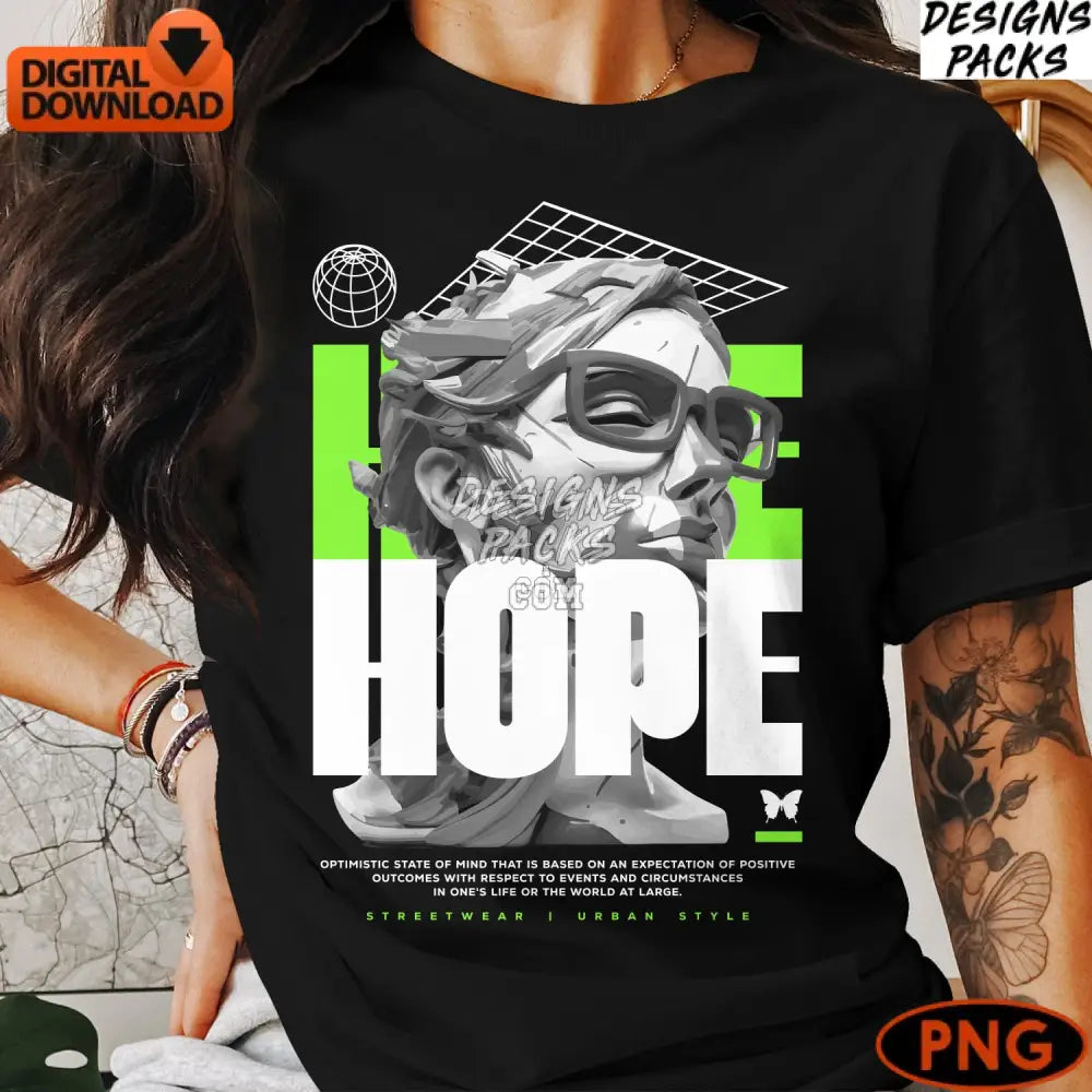 Modern Hope Typography Digital Art Inspirational Graphic Pop Portrait Instant Download Png