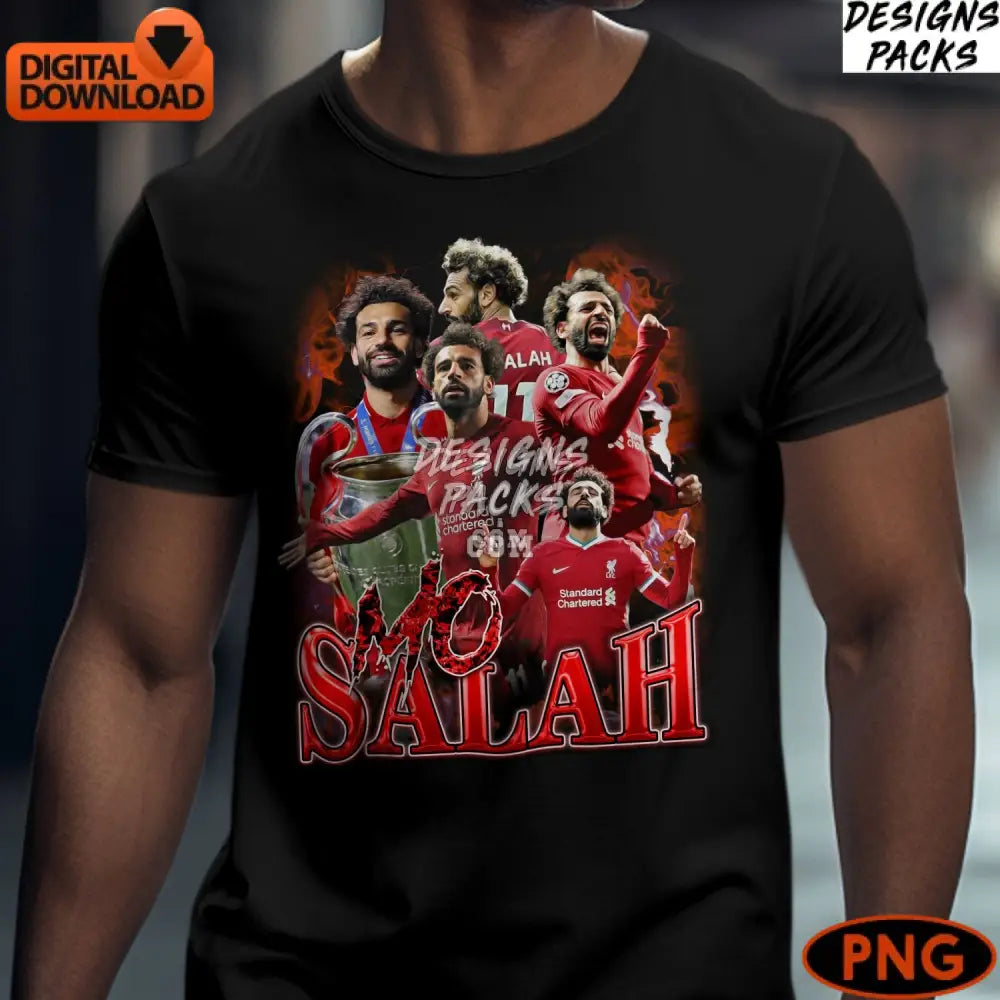 Mohamed Salah Liverpool Fc Digital Art Instant Download Soccer Star Illustration Png