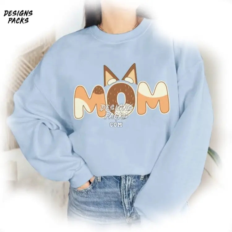 Mom Bluey Chilli Heeler Family Retro Png Design