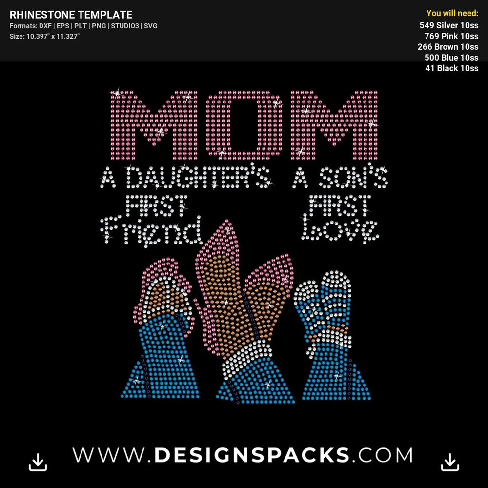 Mom First Friend Best Love Rhinestone Digital Template