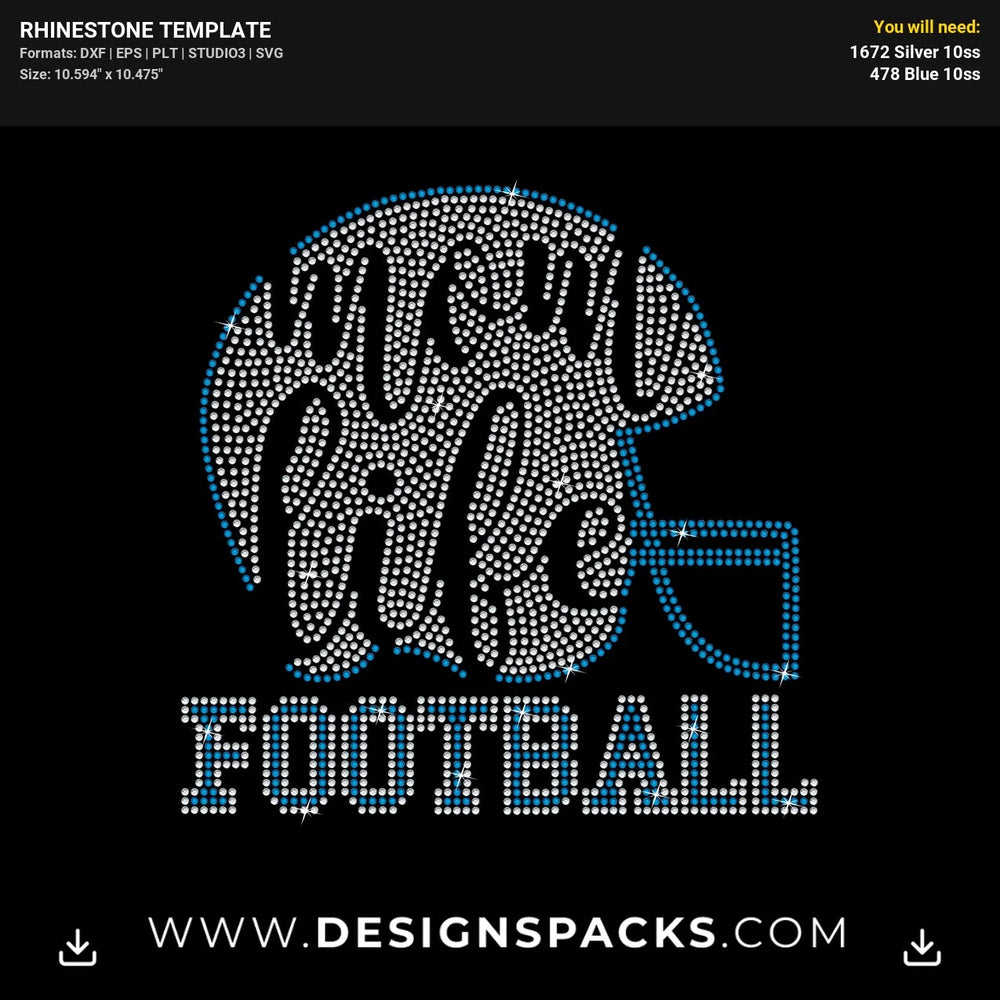 Mom Life Football Updated Rhinestone Digital Template