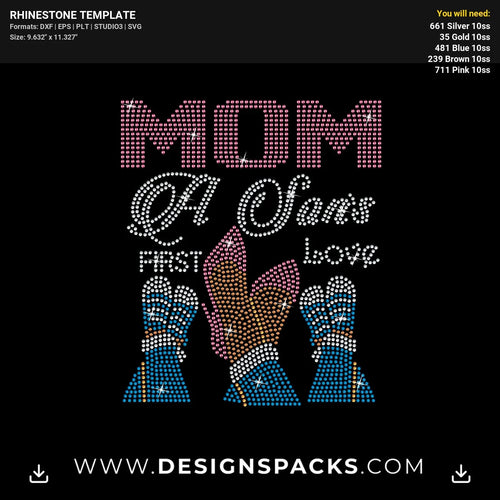 Mom Sons First Love Rhinestone Digital Template