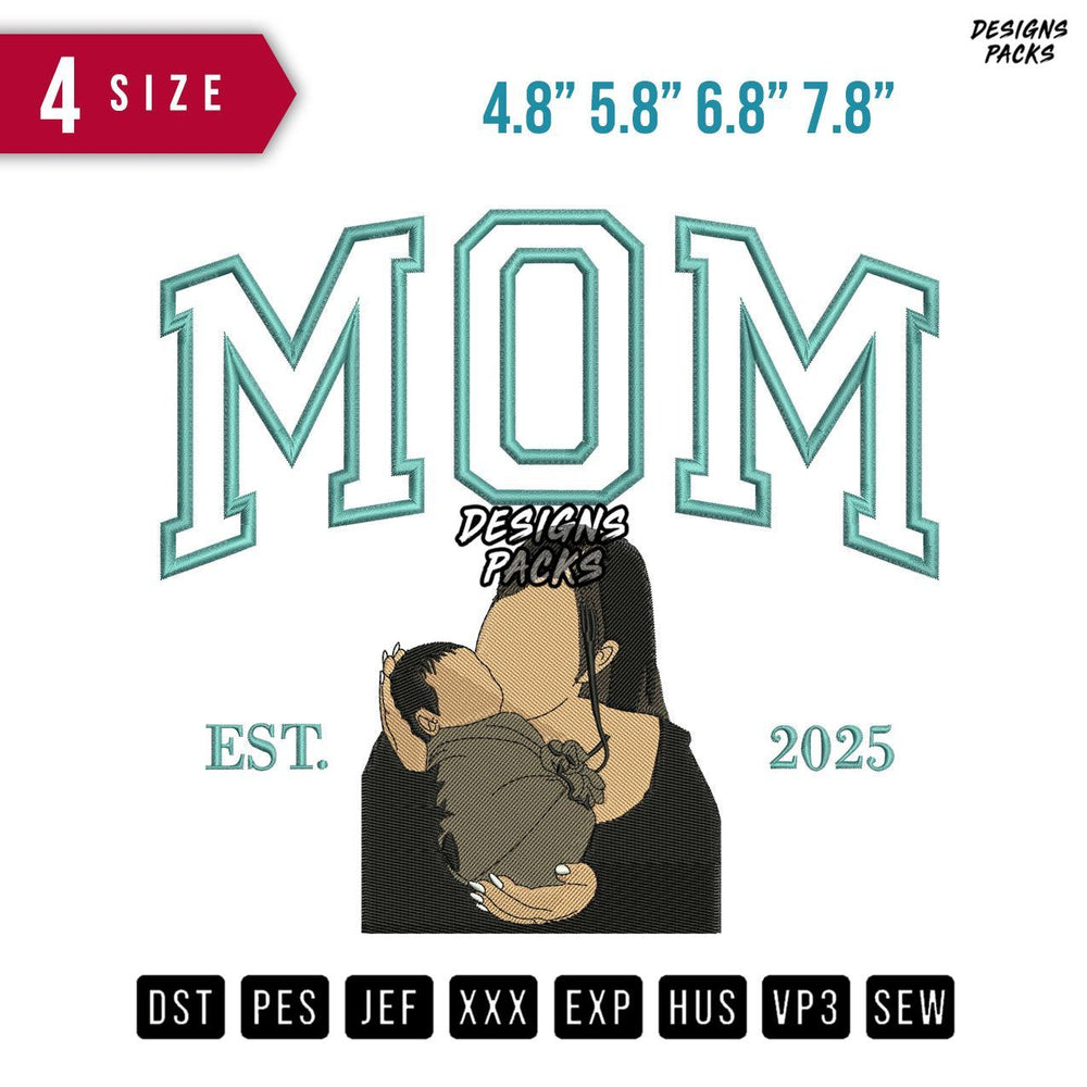 mom Kissing Baby Embroidery Design