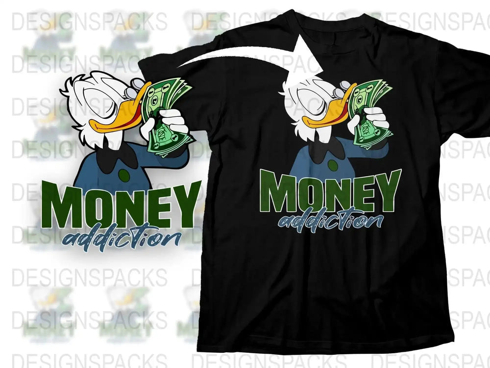 Money Addiction Design Png Digital Download