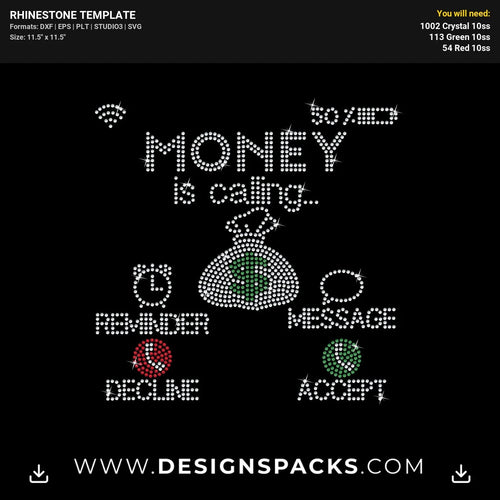 Money Calling Rhinestone Digital Template