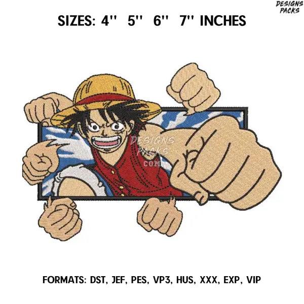 Monkey D Luffy Embroidery Design File / One Piece Anime Embroidery Design/. Pes Dst format