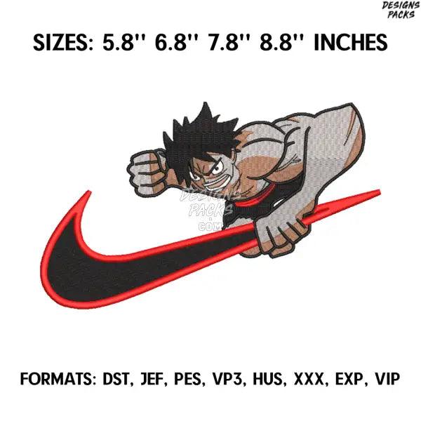 Monkey D Luffy Embroidery Design File, One Piece Anime Embroidery Design,. Nike Embroidery