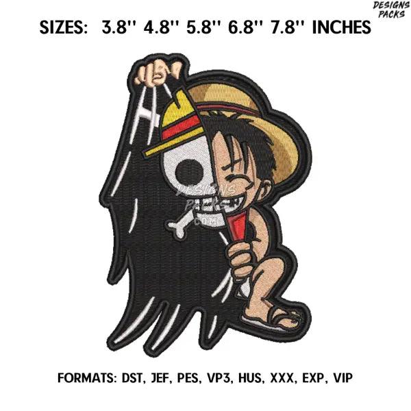 Monkey D Luffy Embroidery Design File, One Piece Anime Embroidery Design,. Anime Pes Design