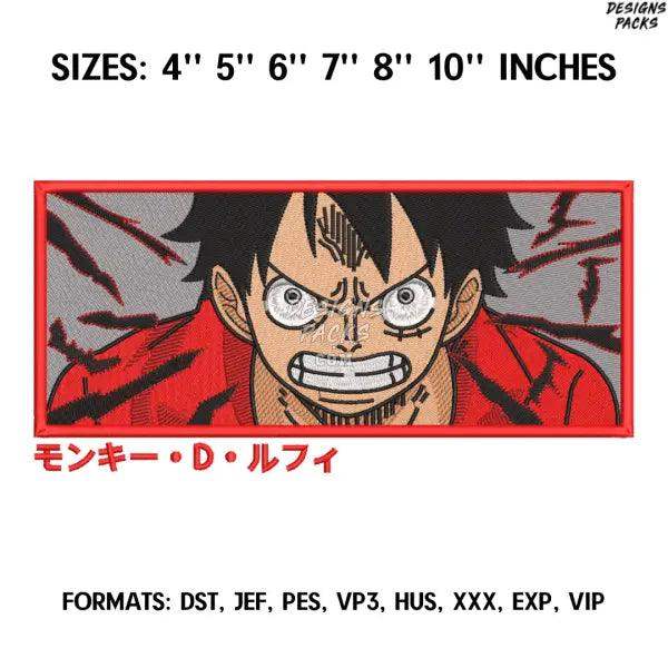 Monkey D Luffy Embroidery Design File, One Piece Anime Embroidery Design,. Pes Dst format