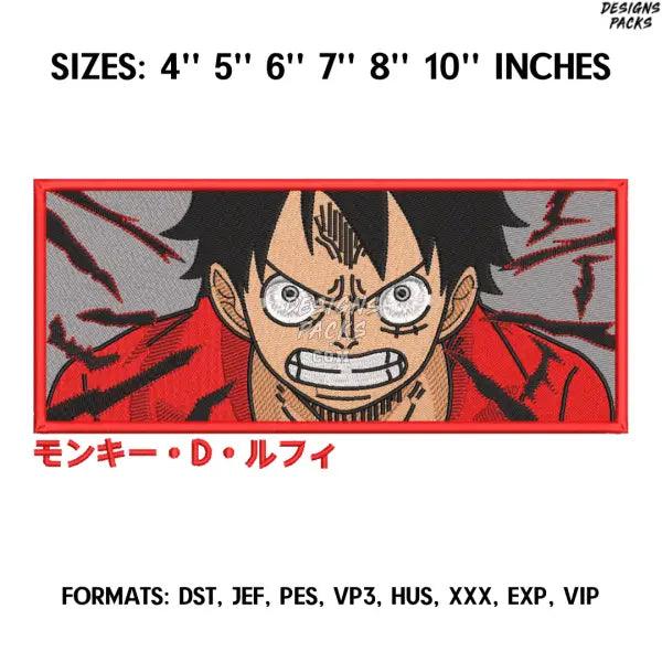 Monkey D Luffy Embroidery Design File, One Piece Anime Embroidery Design,. Pes Dst format