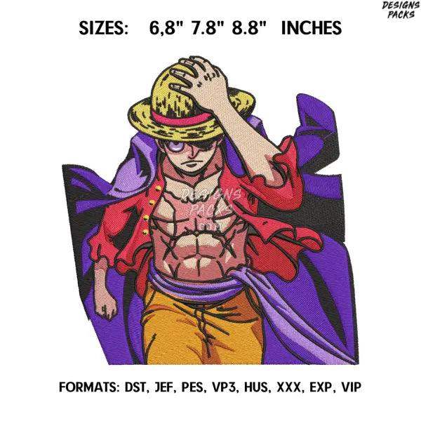 Monkey D Luffy Embroidery Design File, One Piece Anime Embroidery Design,. Pes Dst format