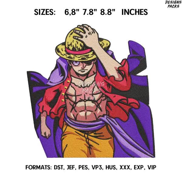 Monkey D Luffy Embroidery Design File, One Piece Anime Embroidery Design,. Pes Dst format