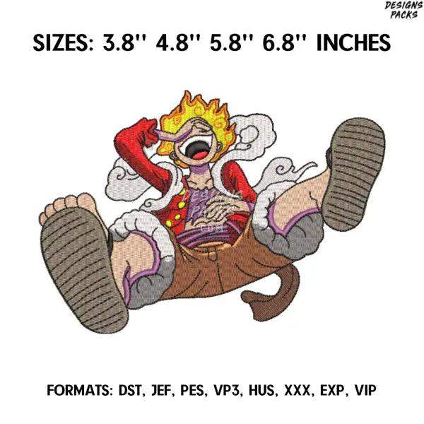 Monkey D Luffy Gear 5 Embroidery Design File, One Piece Anime Embroidery Design,. Anime Pes